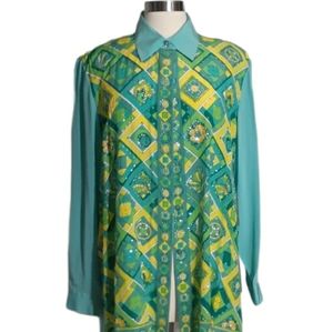Diane Gilman Print Sequin Silk Blouse